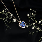 Lab Grown Blue Sapphire Heart of the Ocean Necklace AAAA - Rosec Jewels