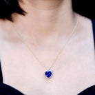 Lab Grown Blue Sapphire Heart of the Ocean Necklace AAAA - Rosec Jewels