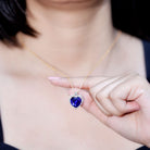 Lab Grown Blue Sapphire Heart of the Ocean Necklace AAAA - Rosec Jewels