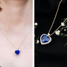 Lab Grown Blue Sapphire Heart of the Ocean Necklace AAAA - Rosec Jewels