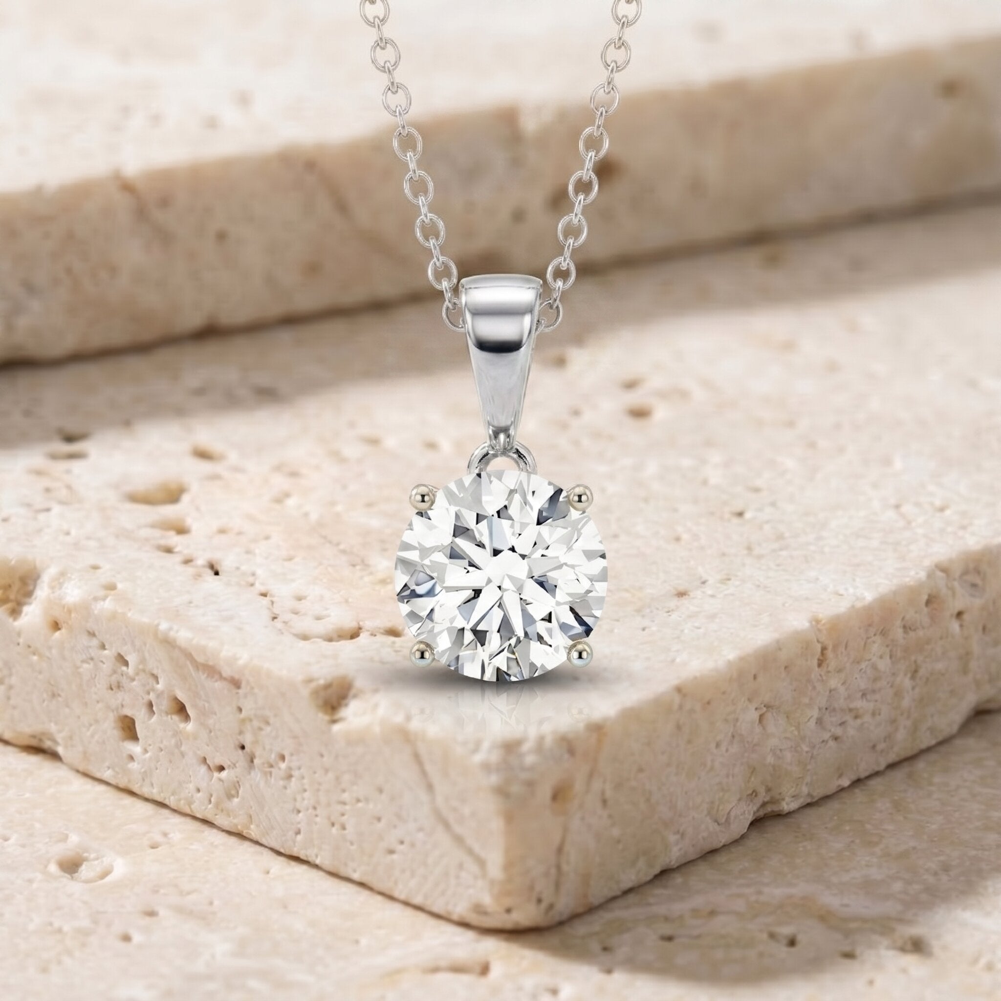 3 Carat Solitaire Lab Grown Diamond Pendant with IGI Certificate Lab - ( E-VS1 ) - Rosec Jewels