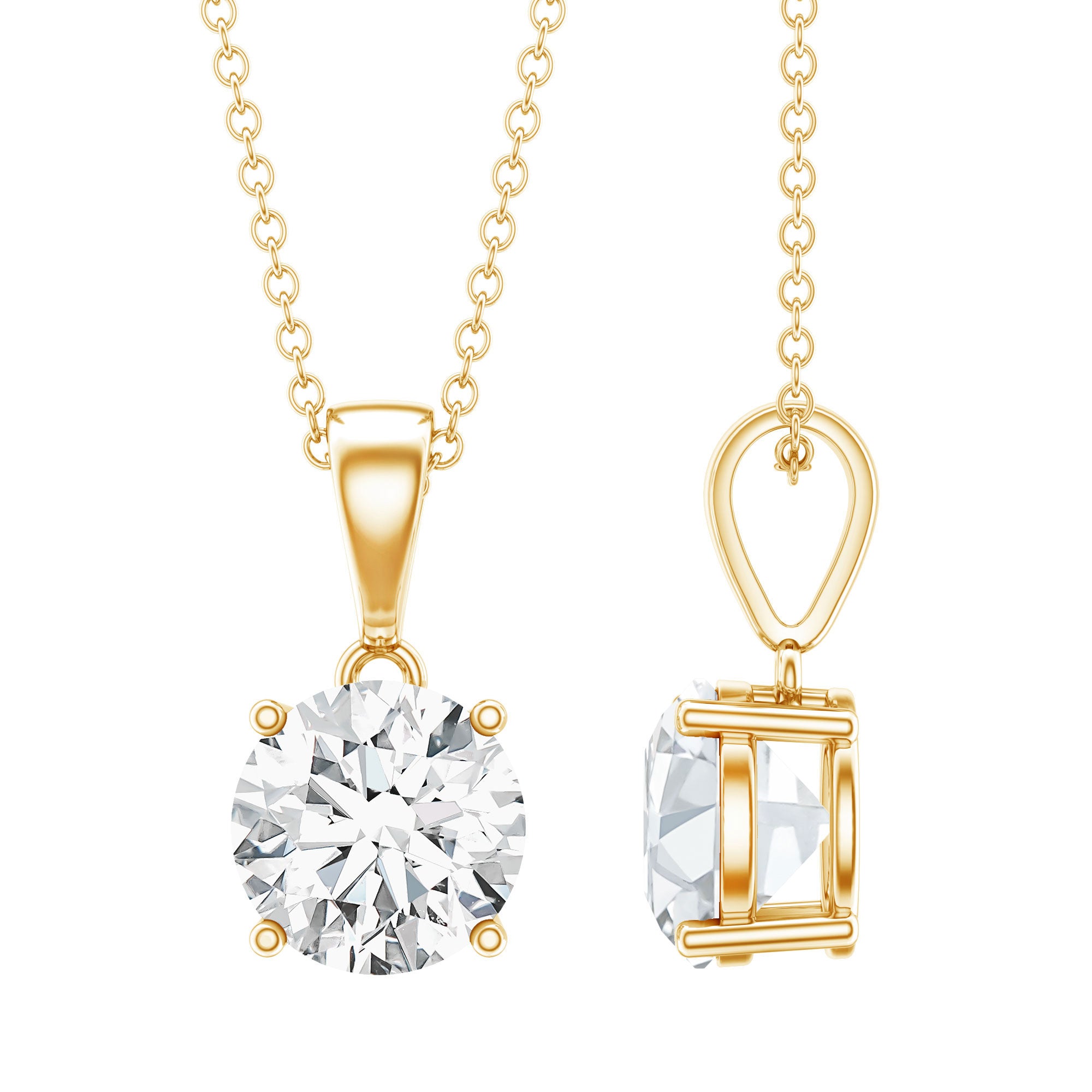 3 Carat Solitaire Lab Grown Diamond Pendant with IGI Certificate Lab - ( E-VS1 ) - Rosec Jewels