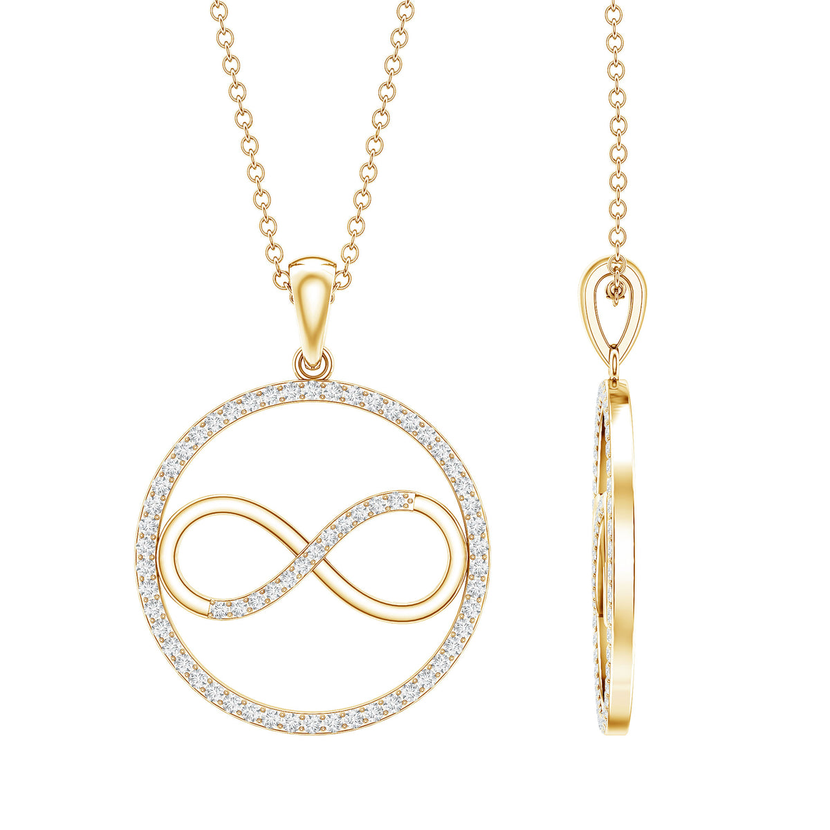 Diamonds Infinity Eternity Pendant Necklace Natural - ( HI-SI ) - Rosec Jewels