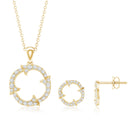 Certified Diamond Circle Necklace Earrings Set Natural - ( HI-SI ) - Rosec Jewels