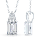 6X8 MM Solitaire Lab Grown Diamond Emerald Cut Necklace Lab - ( EF-VS ) - Rosec Jewels