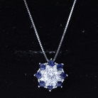 Lab Grown Diamond Art Deco Necklace With Blue Sapphire Lab - ( EF-VS ) - Rosec Jewels