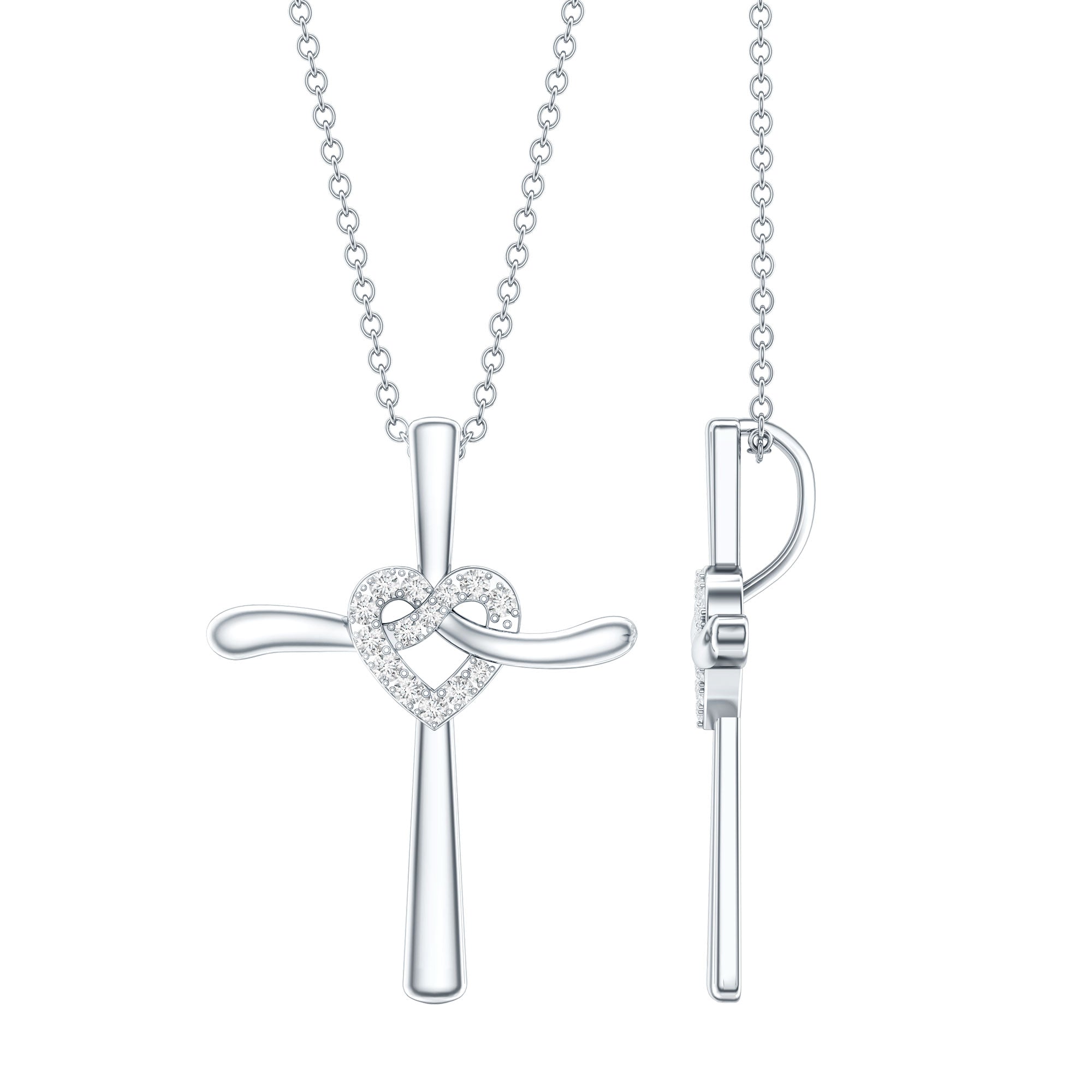 Lab Grown Diamond Catholic Cross Heart Necklace – Rosec Jewels