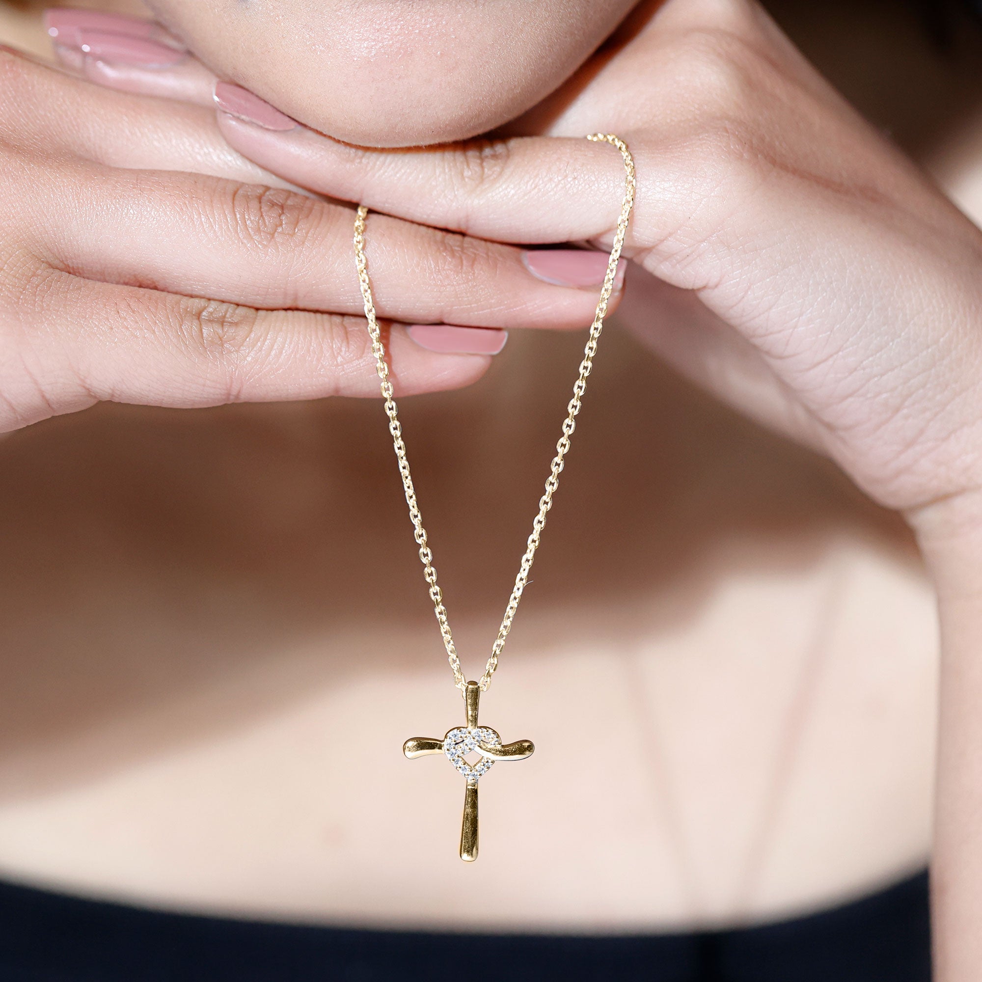 Lab Grown Diamond Catholic Cross Heart Necklace – Rosec Jewels