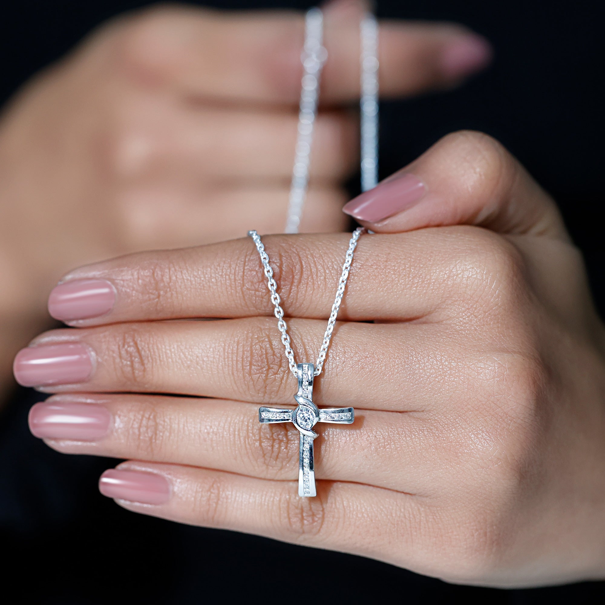 Bezel Set Lab Grown Diamond Cross Religious Necklace – Rosec Jewels