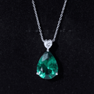 9 Carat Lab Grown Emerald Statement Necklace with Chain AAAA 92.5 Sterling Silver - Rosec Jewels