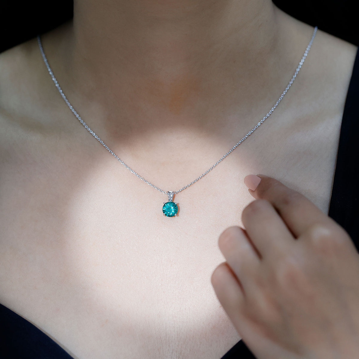 AAAA Quality 2 Carat Lab Grown Emerald Pendant Necklace with Chain AAAA 92.5 Sterling Silver - Rosec Jewels