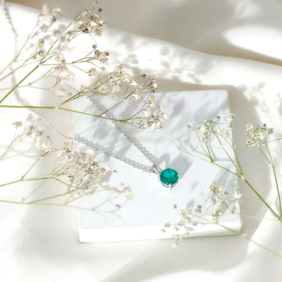 AAAA Quality 2 Carat Lab Grown Emerald Pendant Necklace with Chain AAAA 92.5 Sterling Silver - Rosec Jewels