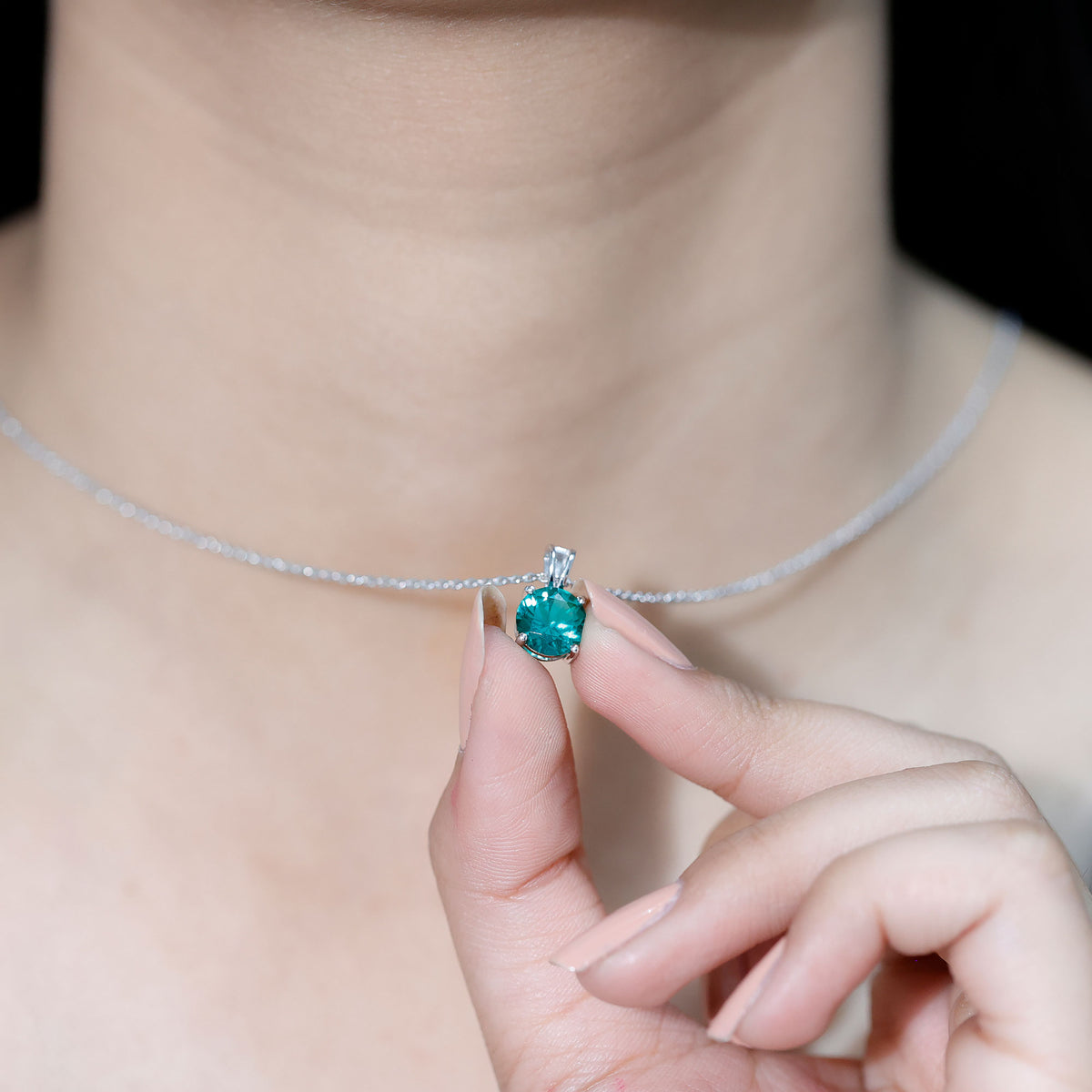 AAAA Quality 2 Carat Lab Grown Emerald Pendant Necklace with Chain AAAA 92.5 Sterling Silver - Rosec Jewels