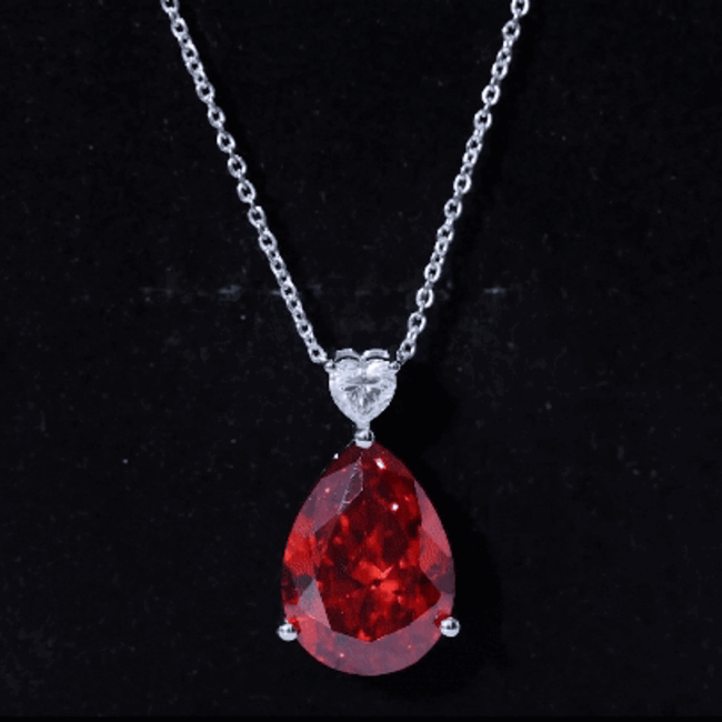 9 Carat Pear Shape Lab Grown Orange Sapphire Teardrop Necklace with Silver Chain AAAA 92.5 Sterling Silver - Rosec Jewels