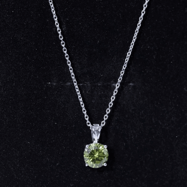 Certified 2.25 Carat Lab Grown Green Sapphire Solitaire Locket with Silver Chain AAAA 92.5 Sterling Silver - Rosec Jewels