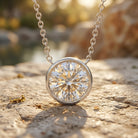 Bezel Set IGI Certified 2 Carat Lab Grown Diamond Solitaire Necklace Lab - ( E-VS1 ) - Rosec Jewels