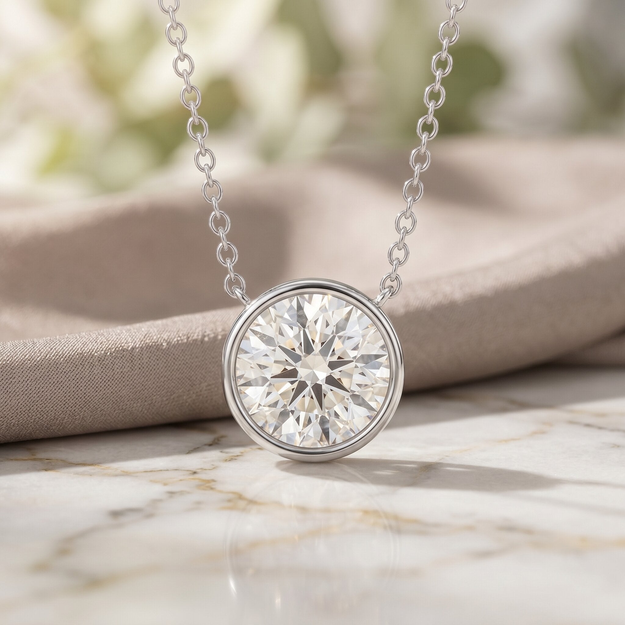 IGI Certified 3 Carat Lab Grown Diamond Solitaire Necklace for Women Lab - ( E-VS1 ) - Rosec Jewels