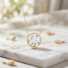 4 Carat Bezel Set Lab Grown Diamond Necklace with IGI Certificate Lab - ( E-VS1 ) - Rosec Jewels