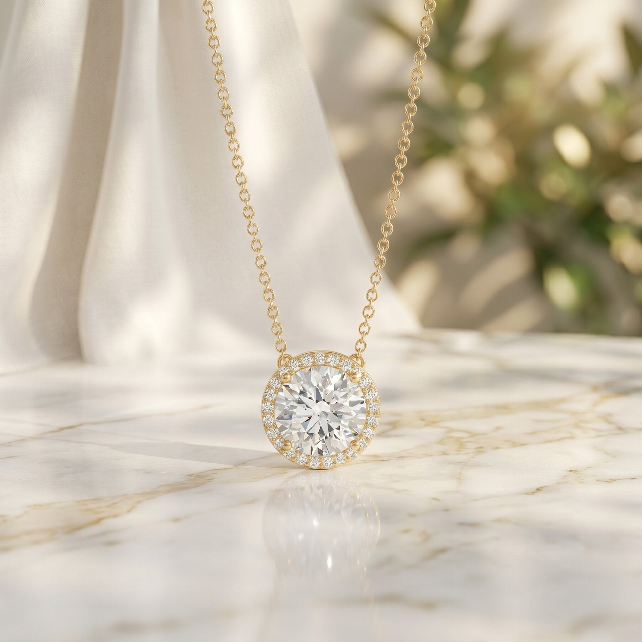IGI Certified Round Lab Grown Diamond Wedding Necklace for Women Lab - ( E-VS1 ) - Rosec Jewels