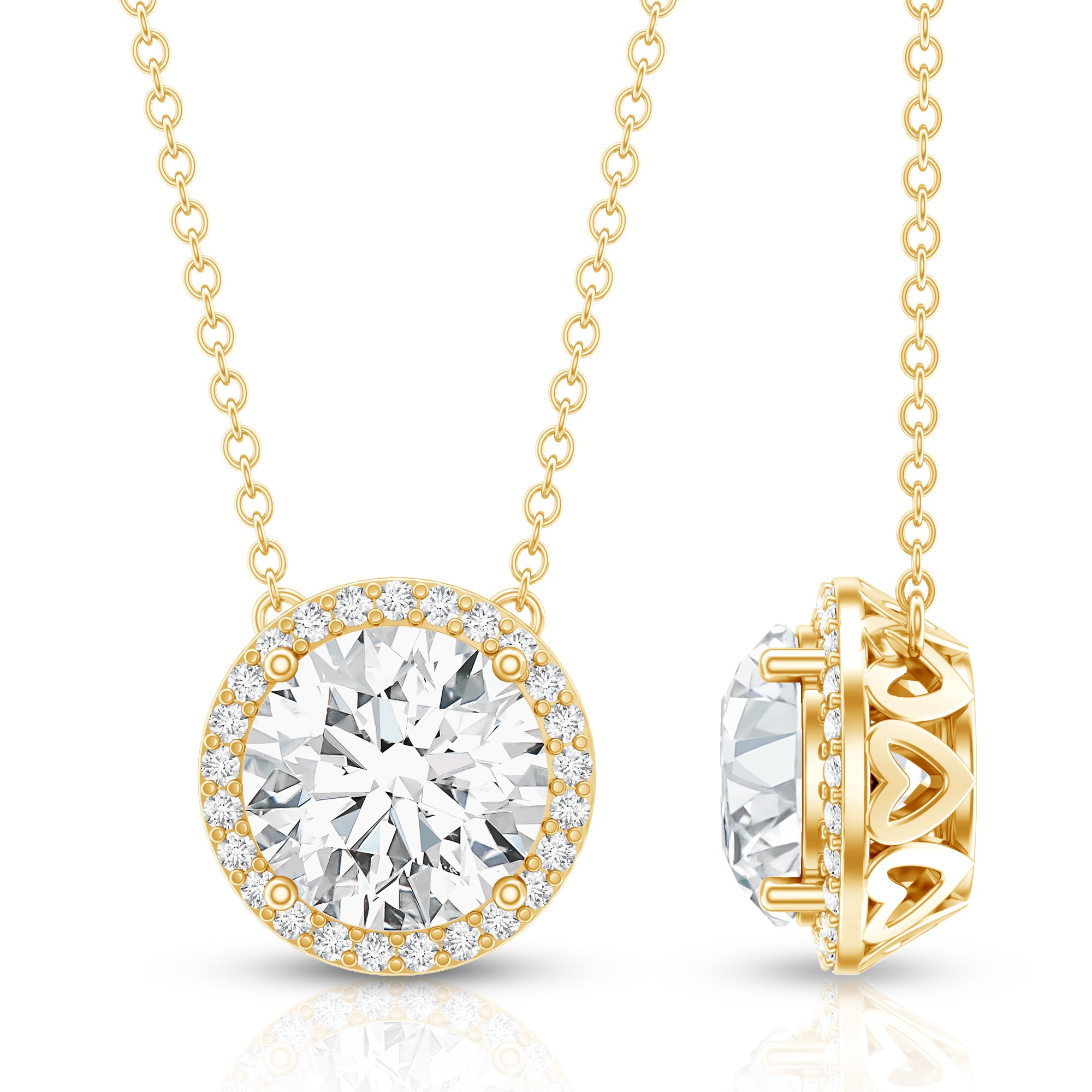 Rosec Jewels-IGI Certified Round Lab Grown Diamond Wedding Necklace for Women