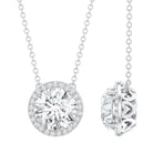 IGI Certified 3 Carat Lab Grown Diamond Necklace with Halo Lab - ( E-VS1 ) - Rosec Jewels