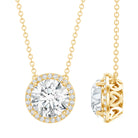 IGI Certified 3 Carat Lab Grown Diamond Necklace with Halo Lab - ( E-VS1 ) - Rosec Jewels