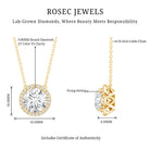 IGI Certified 3 Carat Lab Grown Diamond Necklace with Halo Lab - ( E-VS1 ) - Rosec Jewels