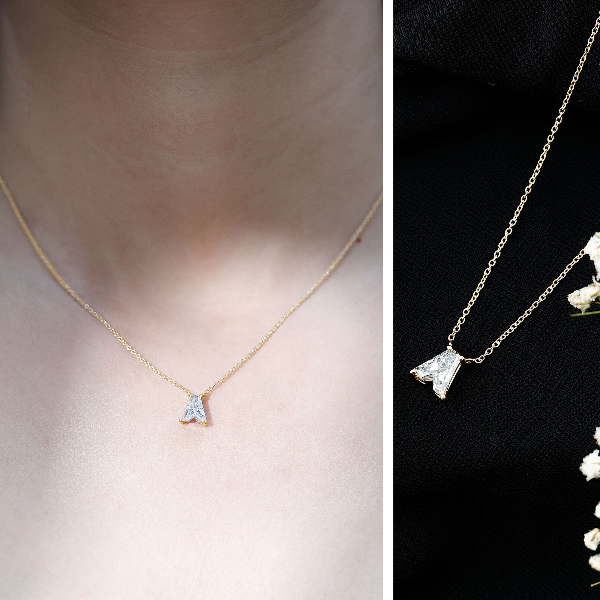Rosec Jewels-Lab Grown Diamond Initial A Necklace 2 Carat