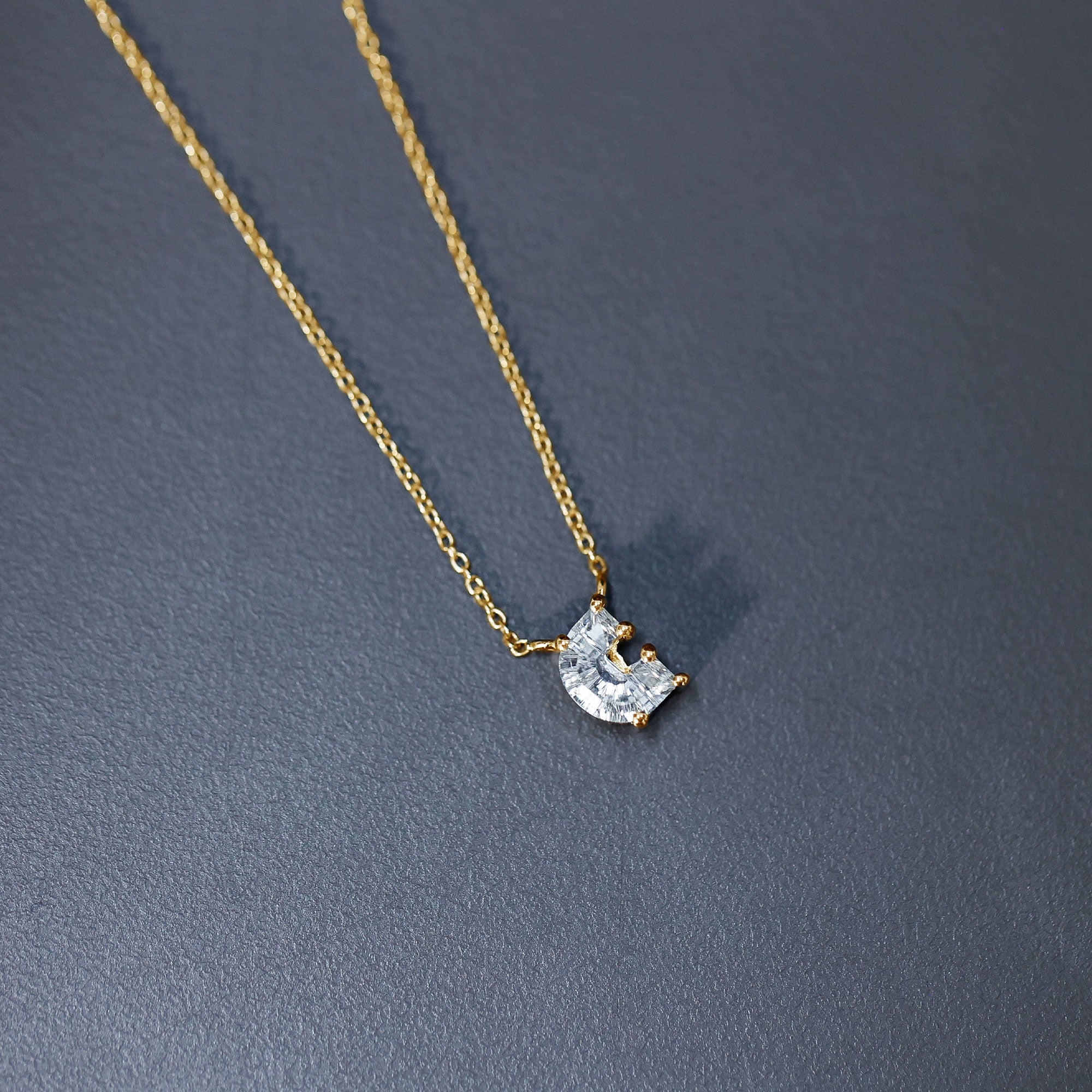 Rosec Jewels-Fancy Cut 2 Carat Lab Grown Diamond Letter C Necklace with Chain