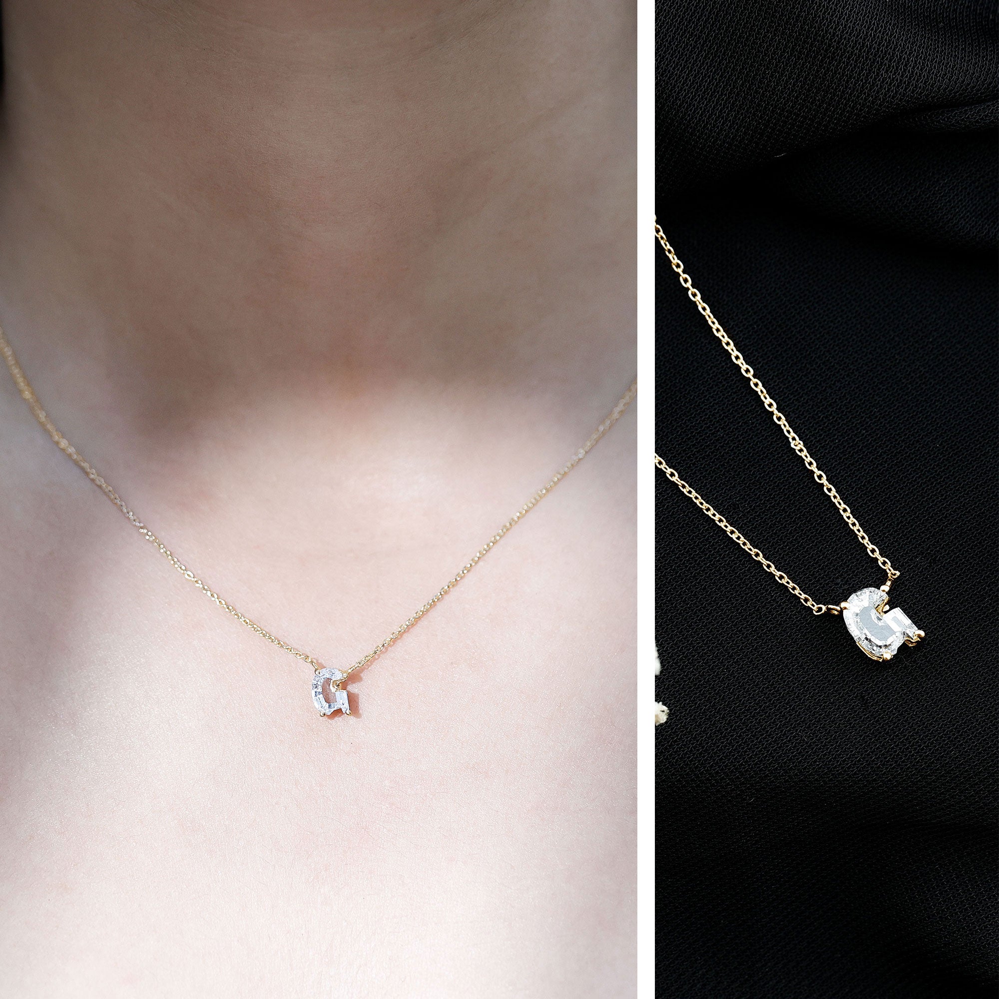 Rosec Jewels-Lab Grown Diamond 2 Carat G Initial Necklace for Women