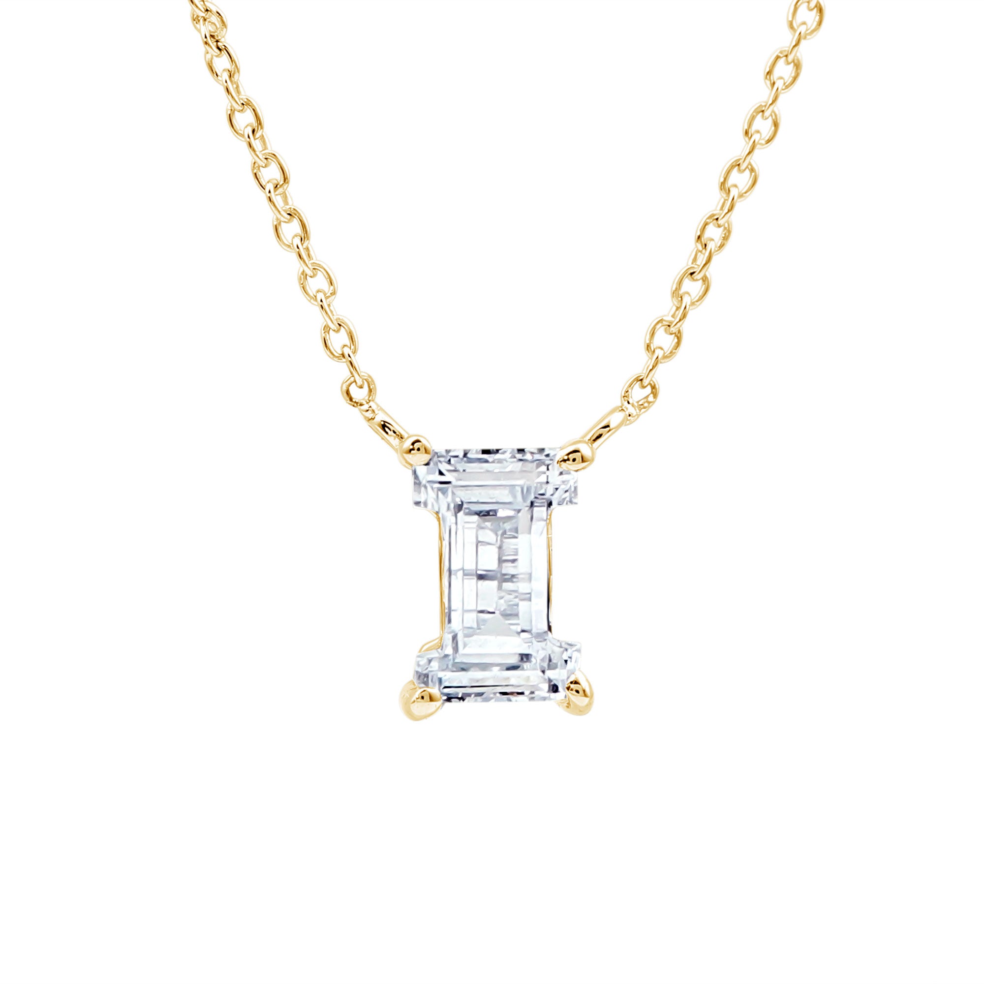 Rosec Jewels-Lab Grown 2 Carat Diamond Initial Necklace I with Certificate