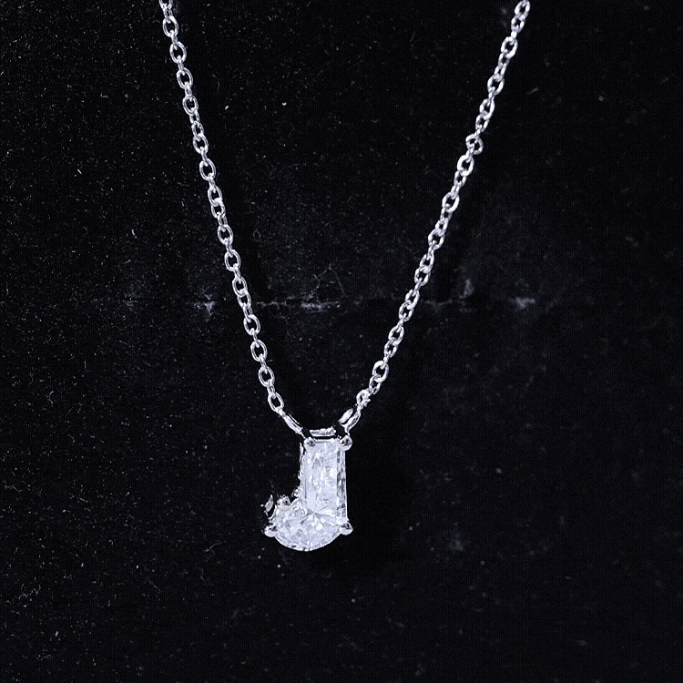 Rosec Jewels-Fancy Cut 2 Carat Lab Grown Diamond J Necklace for Women