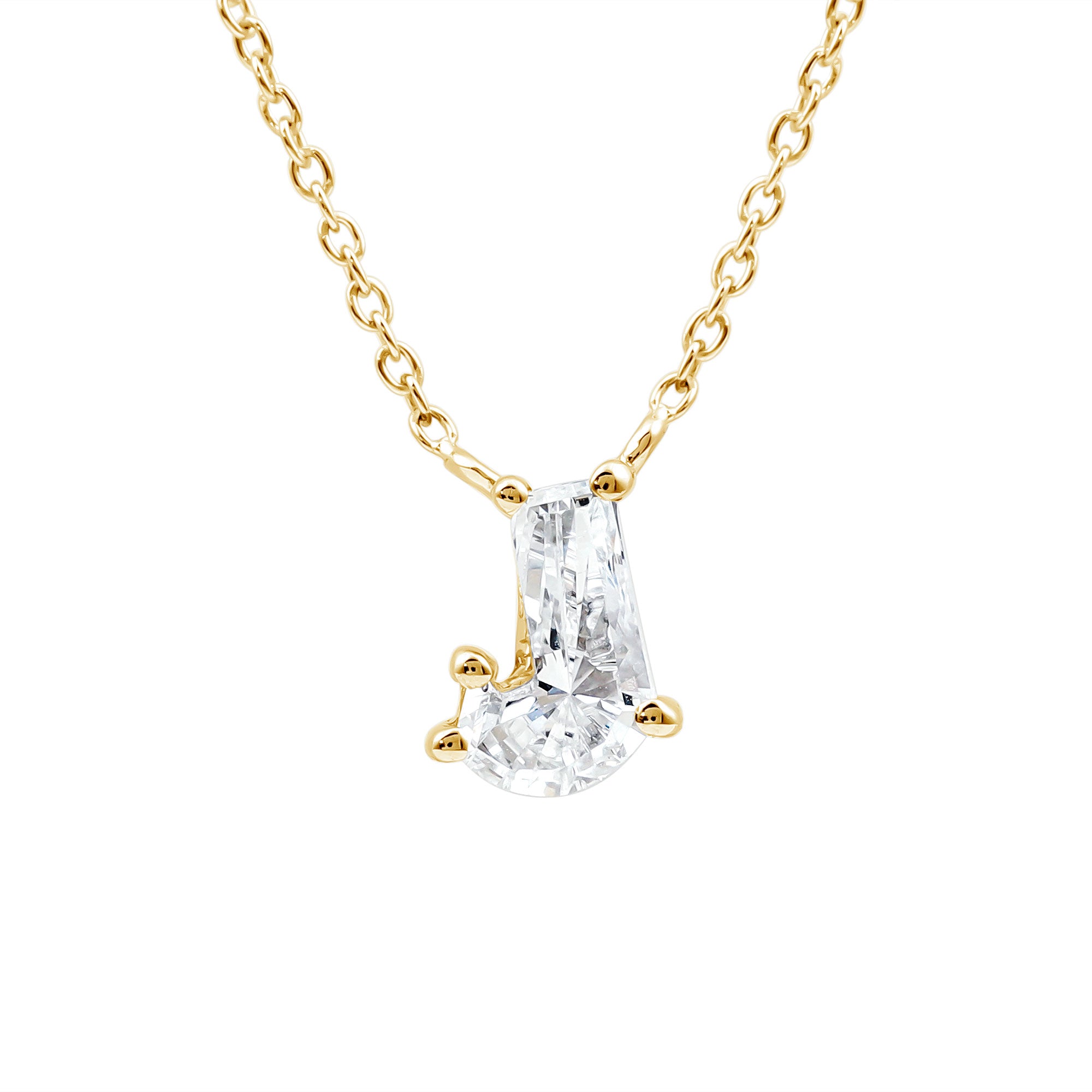Rosec Jewels-Fancy Cut 2 Carat Lab Grown Diamond J Necklace for Women