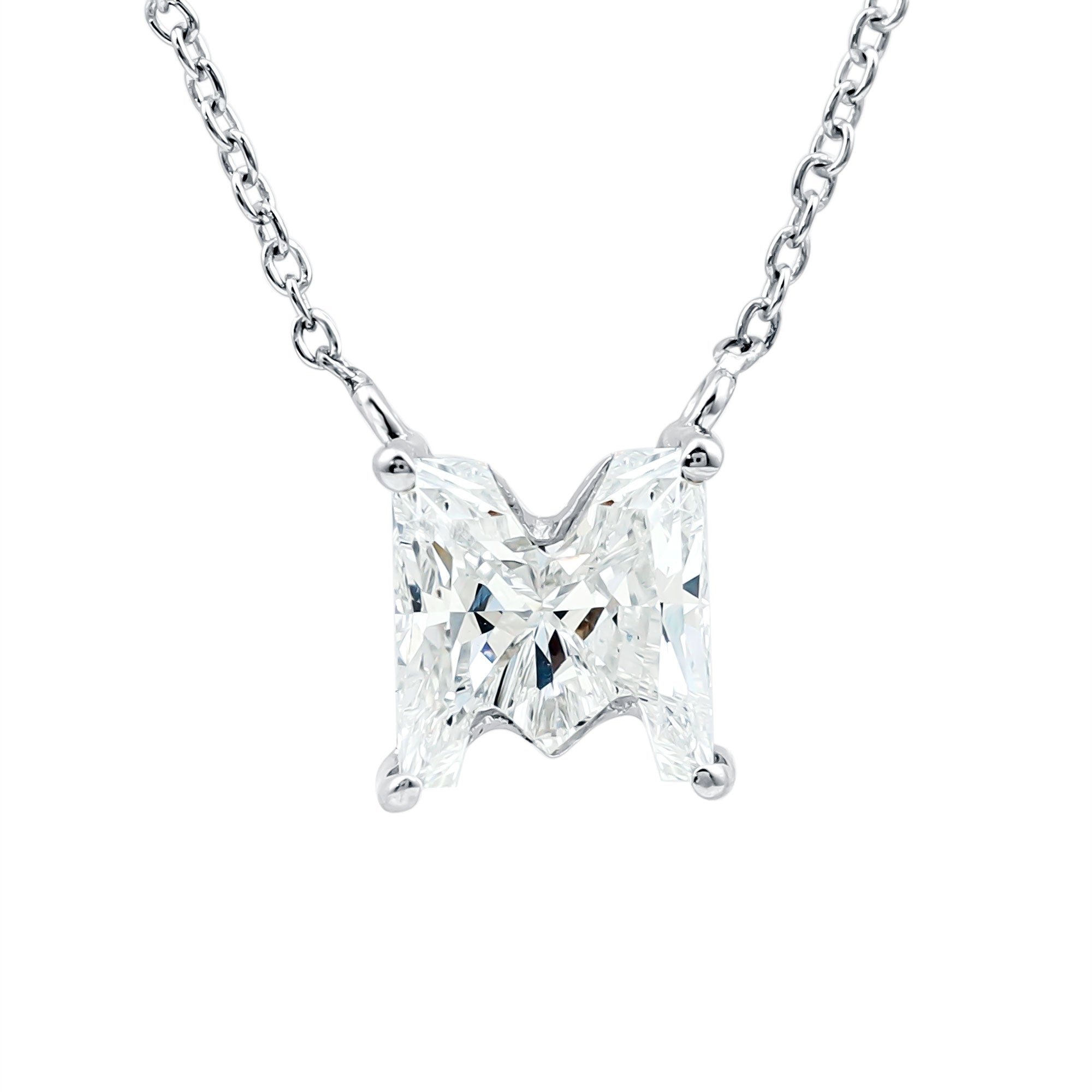 Rosec Jewels-2 Carat Lab Grown Diamond M Letter Necklace for Women