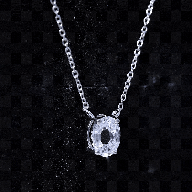 Rosec Jewels-Solitaire Lab Grown 2 Carat Diamond Initial O Necklace with Chain