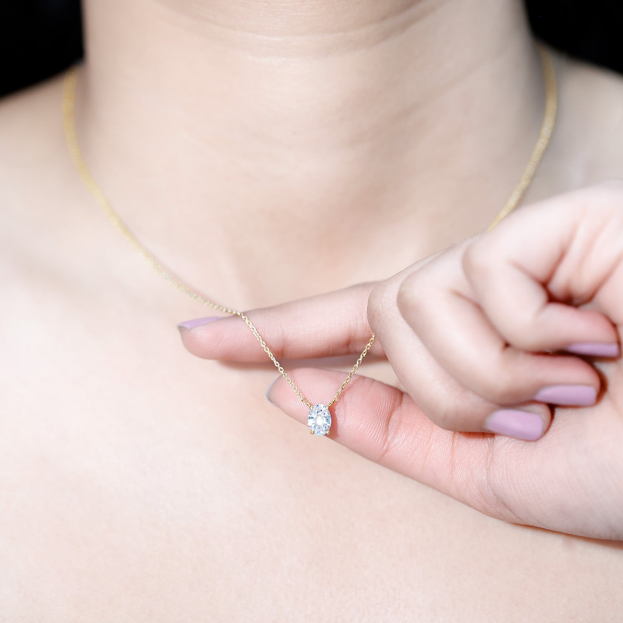 Rosec Jewels-Solitaire Lab Grown 2 Carat Diamond Initial O Necklace with Chain
