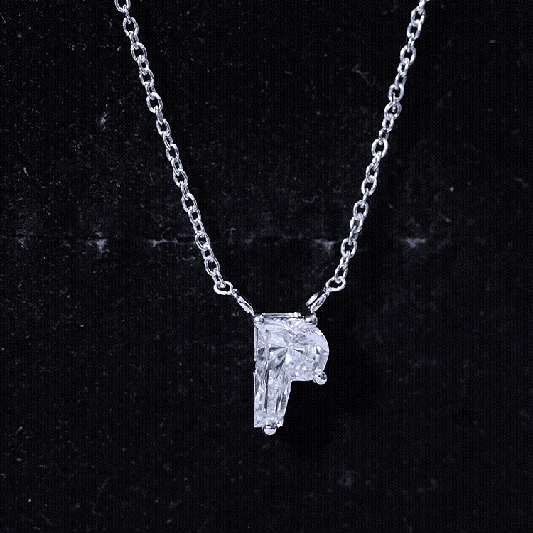 Rosec Jewels-2 Carat Lab Grown Diamond P Initial Necklace with Certificate