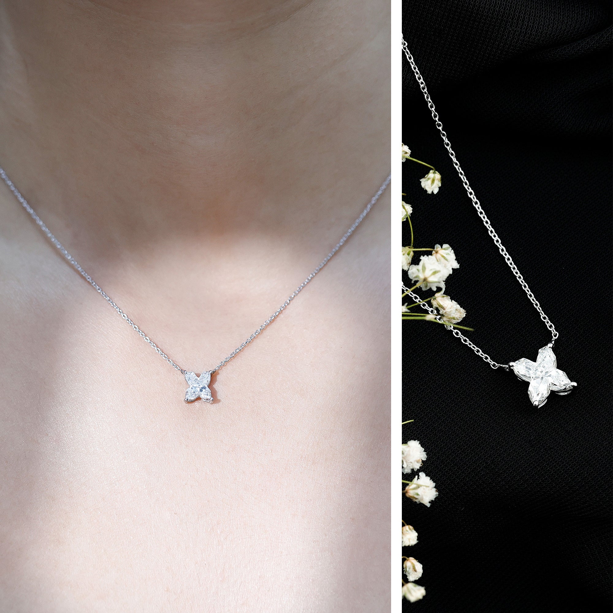 Rosec Jewels-Initial X Necklace with Certified Lab Grown Diamond 2 Carat