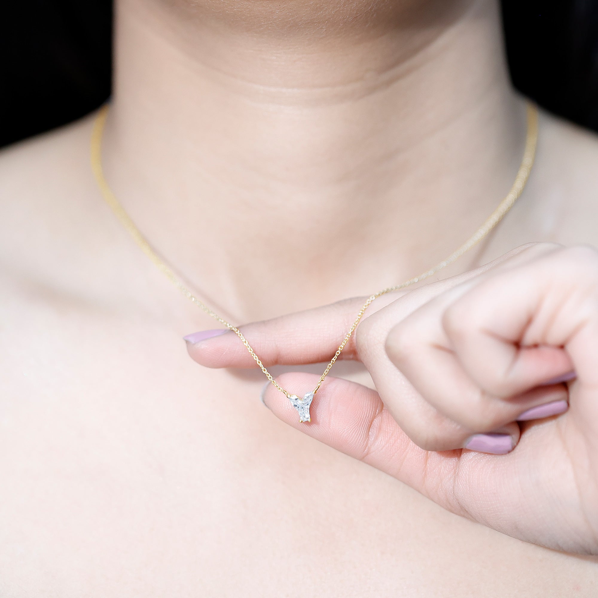 Rosec Jewels-Fancy 2 Carat Lab Created Diamond Letter Y Necklace with Chain