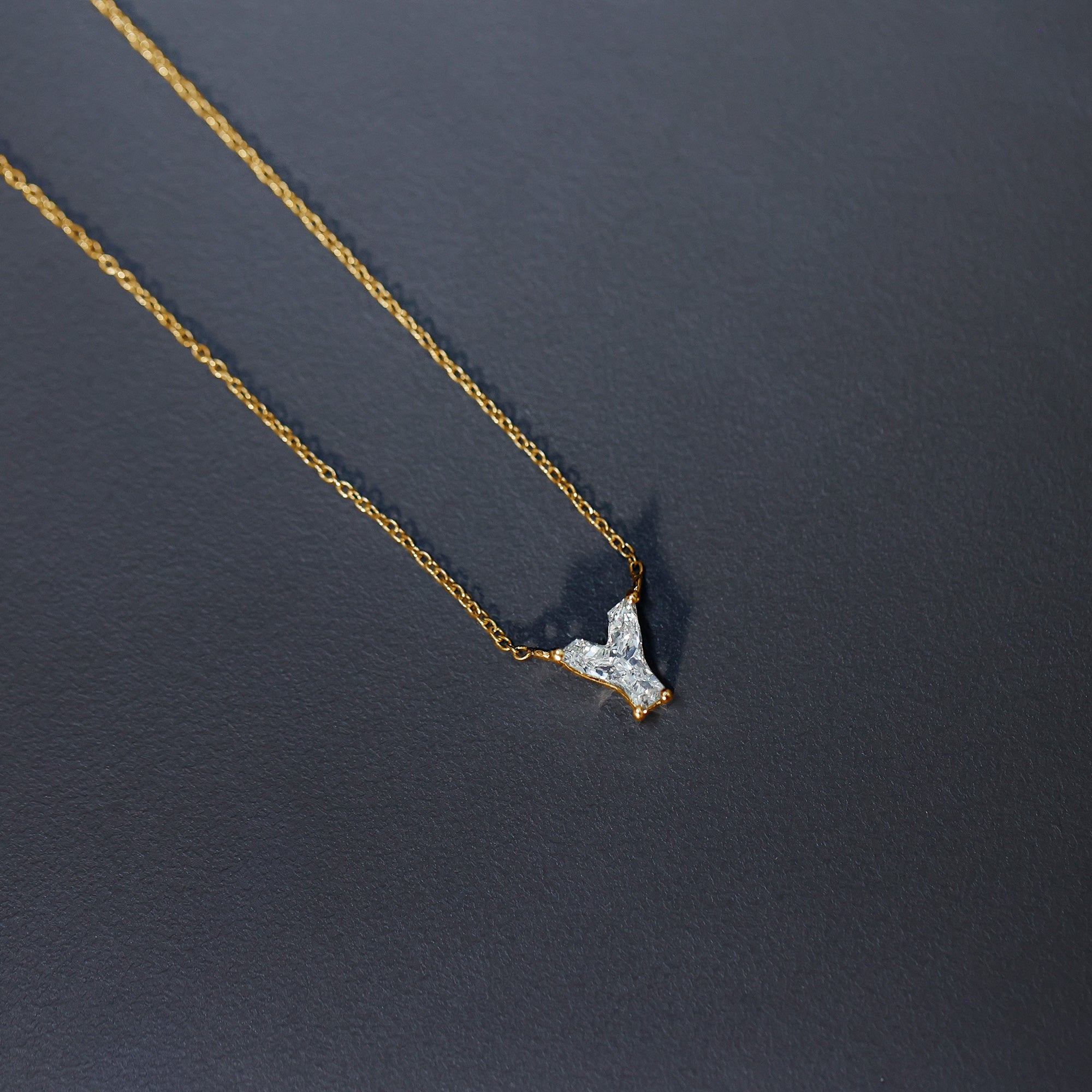 Rosec Jewels-Fancy 2 Carat Lab Created Diamond Letter Y Necklace with Chain
