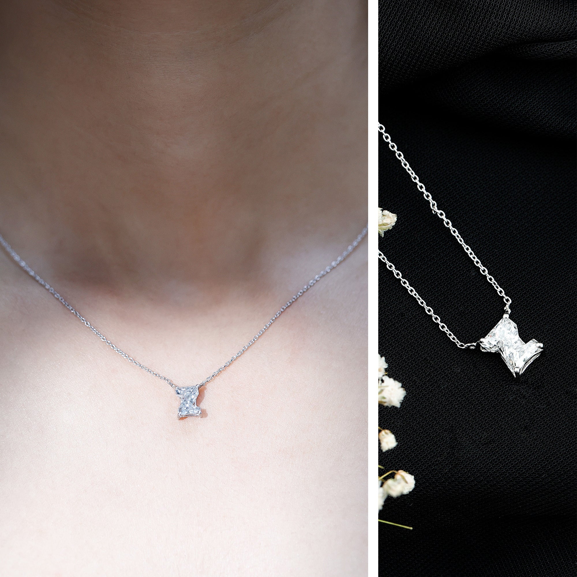 Rosec Jewels-Certified Lab Grown 2 Carat Diamond Z Initial Necklace