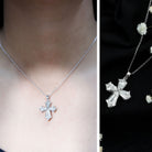 5.2 Carat Shield Shape Step Cut Lab Diamond Cross Necklace Lab - ( EF-VS ) - Rosec Jewels