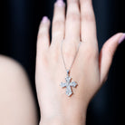 5.2 Carat Shield Shape Step Cut Lab Diamond Cross Necklace Lab - ( EF-VS ) - Rosec Jewels