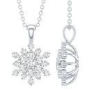Certified Moissanite Snowflake Necklace with Silver Chain D-VS1 92.5 Sterling Silver - Rosec Jewels