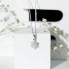 Certified Moissanite Snowflake Necklace with Silver Chain D-VS1 92.5 Sterling Silver - Rosec Jewels