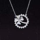 1.25 CT Open Circle Diamond Necklace with Clover Leaf Diamond - ( HI-SI ) - Color and Clarity - Rosec Jewels