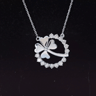 Rosec Jewels-1.25 CT Open Circle Diamond Necklace with Clover Leaf
