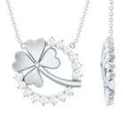 Rosec Jewels-1.25 CT Open Circle Diamond Necklace with Clover Leaf