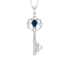 London Blue Topaz and Diamond Vintage Key Necklace AAA - Rosec Jewels