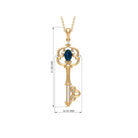 London Blue Topaz and Diamond Vintage Key Necklace AAA - Rosec Jewels